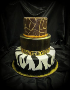 Round Fondant Animal Print Wedding Cake - Wedding Cakes